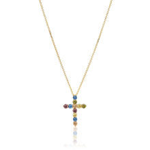  Sif Jakobs Jewellery - Halskette Belluno Croce  - 18K vergoldet mit bunten Zirkonia - Beautiful Joy