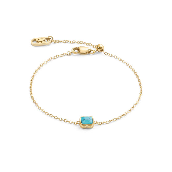 Coeur de Lion - Armband Birthstone Turquoise vergoldet - Beautiful Joy