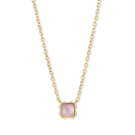 Coeur de Lion - Halskette Birthstone Rose Quartz vergoldet - Beautiful Joy