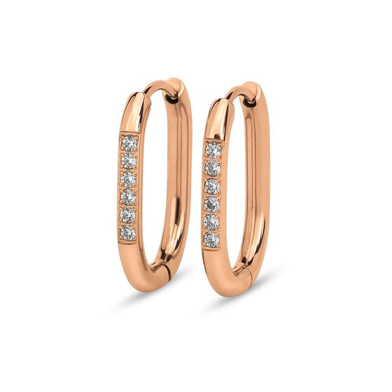 Melano Jewelry - Kreolen Lila mit weissen Zirkonia - Rosegold - Beautiful Joy