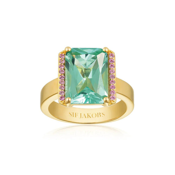 Sif Jakobs Jewellery - Ring Roccanova Altro Grande - 18K vergoldet mit pinken und türkisen Zirkonia - 52 - 16.50 mm - Beautiful Joy