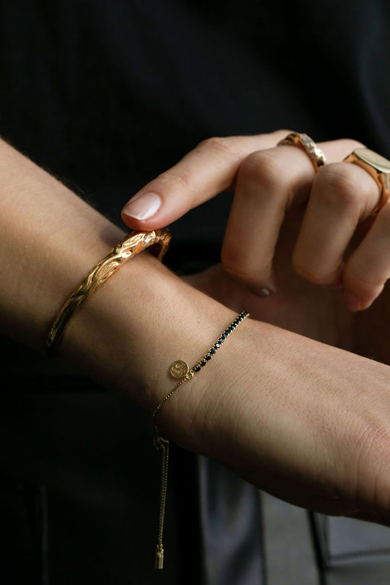 Sif Jakobs Jewellery - Armband Ellera Tennis - 18K Gold Plattiert Mit Schwarzen Zirkonia - Beautiful Joy