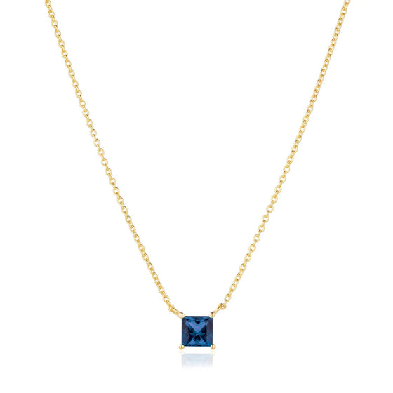 Sif Jakobs Jewellery - Halskette Ellera Quadrato - 18k vergoldet, mit blauem Zirconia - Gold - Beautiful Joy