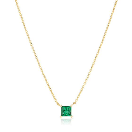 Sif Jakobs Jewellery - Halskette Ellera Quadrato - 18k vergoldet, mit grünem Zirconia - Gold - Beautiful Joy