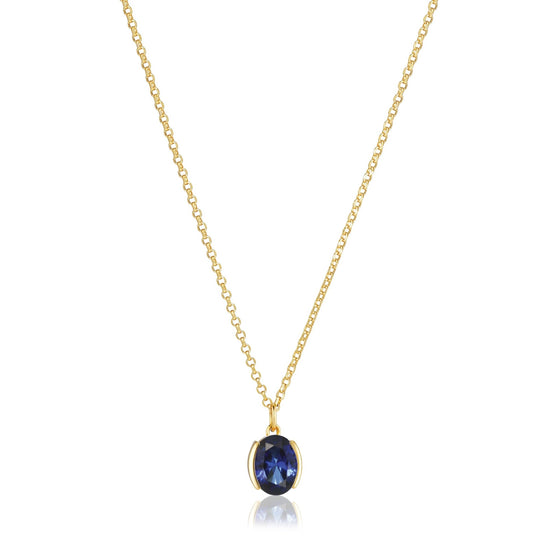 Sif Jakobs Jewellery - Halskette Ellisse Carezza - 18K vergoldet mit blauen Zirkonia - Beautiful Joy