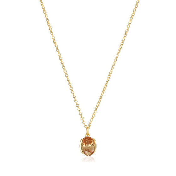 Sif Jakobs Jewellery - Halskette Ellisse Carezza - 18k vergoldet, mit champagnerfarbenen Zirkonia - Beautiful Joy