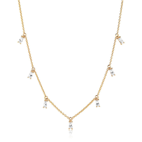 Sif Jakobs Jewellery - Halskette Princess Baguette 18K Gold Plattiert Mit Weissen Zirkonia - Beautiful Joy