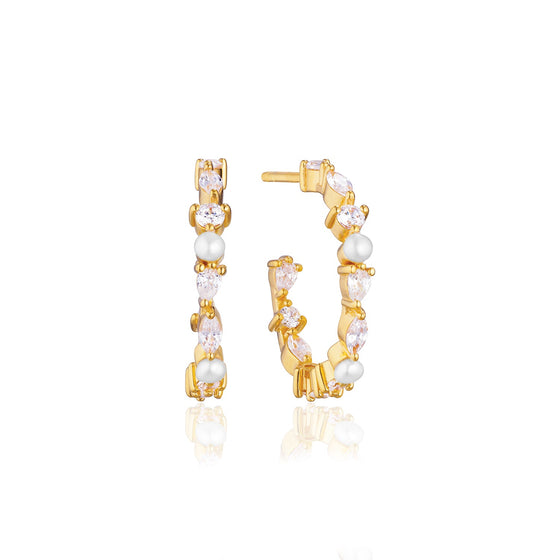 Sif Jakobs Jewellery - Ohrringe Adria Creolo Medio - 18k Gold plattiert mit Süsswasserperlen - Beautiful Joy