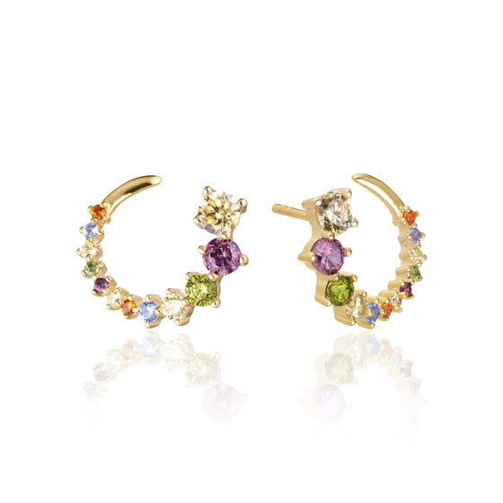 Sif Jakobs Jewellery - Ohrringe Belluno Circolo - 18K vergoldet mit merhfarbig Zirkonia-Steinen - Beautiful Joy