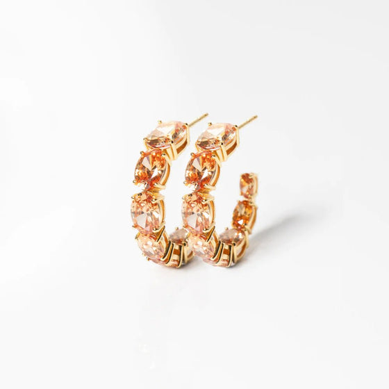 Sif Jakobs Jewellery - Ohrringe Ellisse Creolo Grande - 18k vergoldet mit champagnerfarbigen Zirkonia - Beautiful Joy