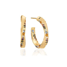  Sif Jakobs Jewellery - Ohrringe Ferrara Creolo Medio - 18K Gold Plattiert Mit Bunten Zirkonia - Beautiful Joy