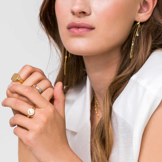Sif Jakobs Jewellery - Ring Antella Piccolo - 18K Gold Plattiert Mit Bunten Zirkonia - 50 – 16.00 mm - Beautiful Joy
