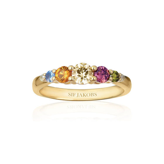 Sif Jakobs Jewellery - Ring Belluno - 18K vergoldet mit bunten Zirkonia-Steinen - 54 – 17.25 mm - Beautiful Joy