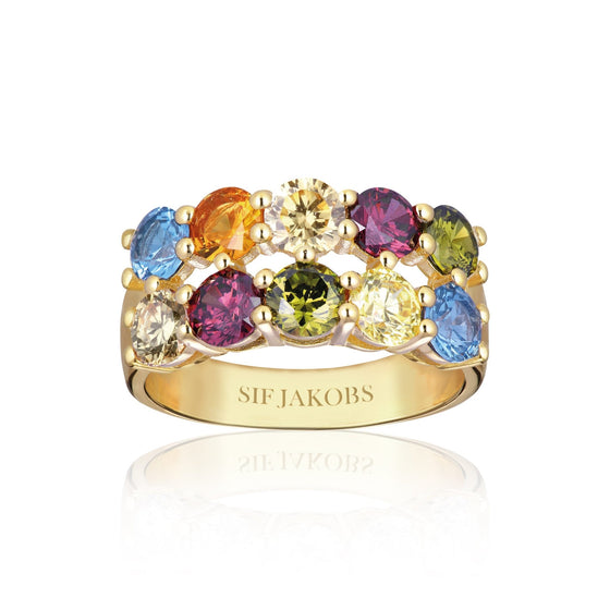 Sif Jakobs Jewellery - Ring Belluno Due - 18K vergoldet mit bunten Zirkonia-Steinen - 50 – 16.00 mm - Beautiful Joy
