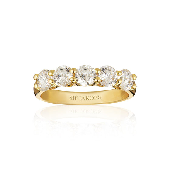 Sif Jakobs Jewellery - Ring Belluno Uno - 18K Gold Plattiert Mit Weissen Zirkonia - 50 – 16.00 mm - Beautiful Joy