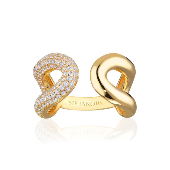 Sif Jakobs Jewellery - Ring Capri Due - 18K Gold Plattiert Mit Weissen Zirkonia - 50 – 16.00 mm - Beautiful Joy