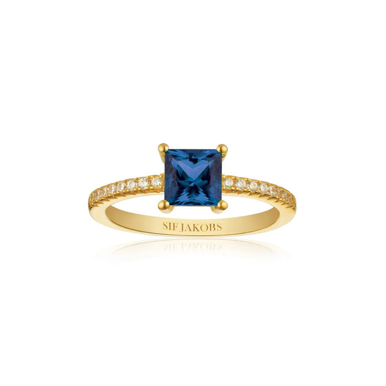 Sif Jakobs Jewellery - Ring Ellera Quadrato - 18k vergoldet, mit blauem Zirconia - Gold - Beautiful Joy
