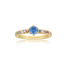  Sif Jakobs Jewellery - Ring Ellera Uno Grande vergoldet mit blauem und bunten Zirkonia - 50 - 16.00 mm - Beautiful Joy