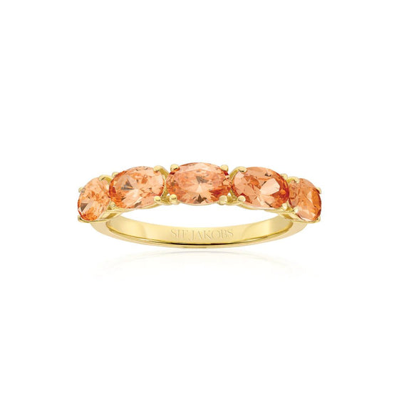 Sif Jakobs Jewellery - Ring Ellisse Cinque - 18k vergoldet, mit champagnerfarbenen Zirkonia - 50 - 16.00 mm - Beautiful Joy