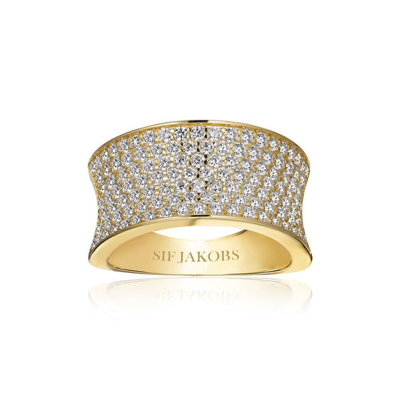 Sif Jakobs Jewellery - Ring Feline Concavo - 18K vergoldet mit weissen Zirkonia - 50 - 16.00 mm - Beautiful Joy