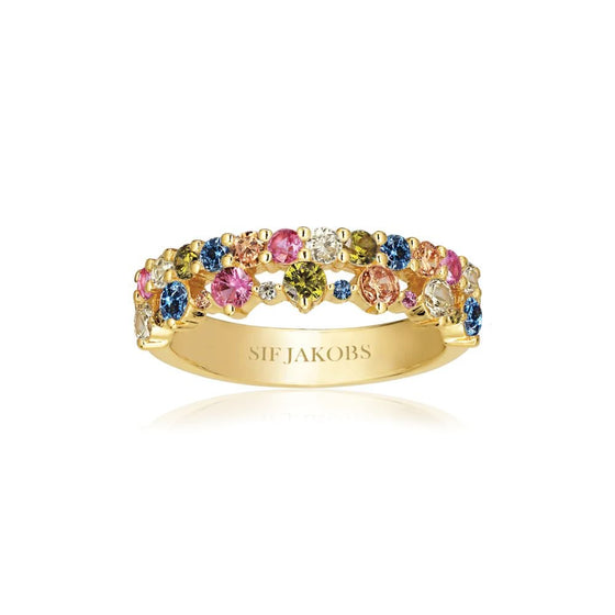 Sif Jakobs Jewellery - Ring Livingo - 18k vergoldet, mit bunten Zirkonia - 50 - 16.00 mm - Beautiful Joy