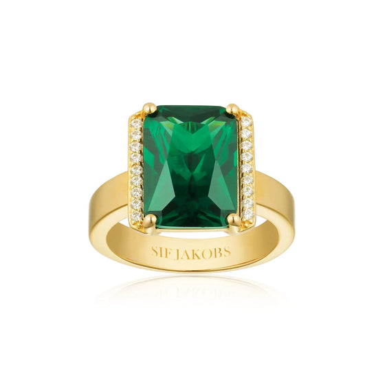 Sif Jakobs Jewellery - Ring Roccanova X-Grande - 18k vergoldet, mit grünem und weissen Zirkonia - Gold - Beautiful Joy