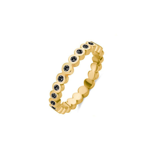 Melano Jewelry - Ring Wave cz Black - Gold - Beautiful Joy